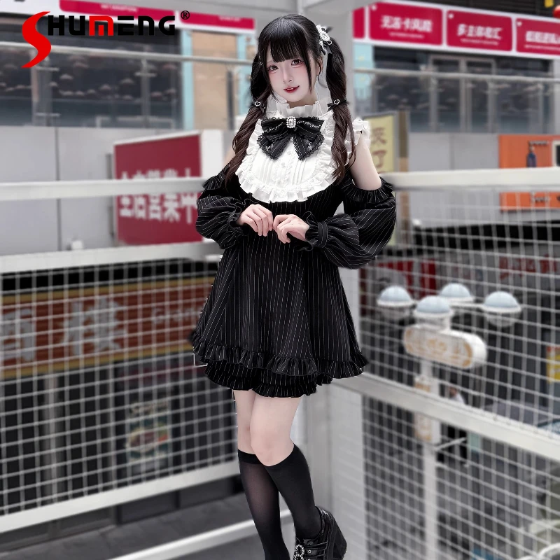 Japanese Style Mine Sweet Lolita Long Sleeve Dress and Shorts Set Autumn New Girl's Woman's Cute Bow Splicing Sleeves Dress Set
Japanese Style Mine Sweet Lolita Long Sleeve Dress and Shorts Set Autumn New Girl's Woman's Cute Bow Splicing Sleeves Dress Set