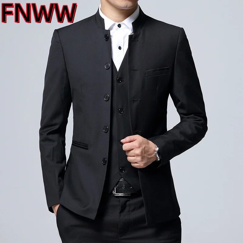 Black Stand Collar 3-Piece Men's Wedding Party Suit Blazer Jacket And Vest Set with Pants Blue Asian Size Slim Fit Men's Outfit
Black Stand Collar 3-Piece Men's Wedding Party Suit Blazer Jacket And Vest Set with Pants Blue Asian Size Slim Fit Men's Outfit
