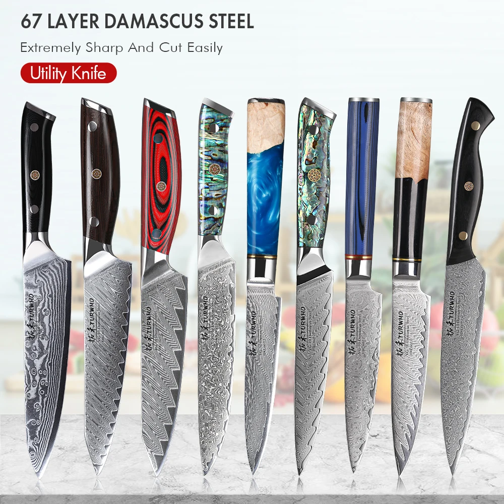 TURWHO Professional Utility Knife 67 Layer Damascus Steel Kitchen Chef Knives Vegetable Meat Fruit Peeler Knives Kitchen Tools
TURWHO Professional Utility Knife 67 Layer Damascus Steel Kitchen Chef Knives Vegetable Meat Fruit Peeler Knives Kitchen Tools