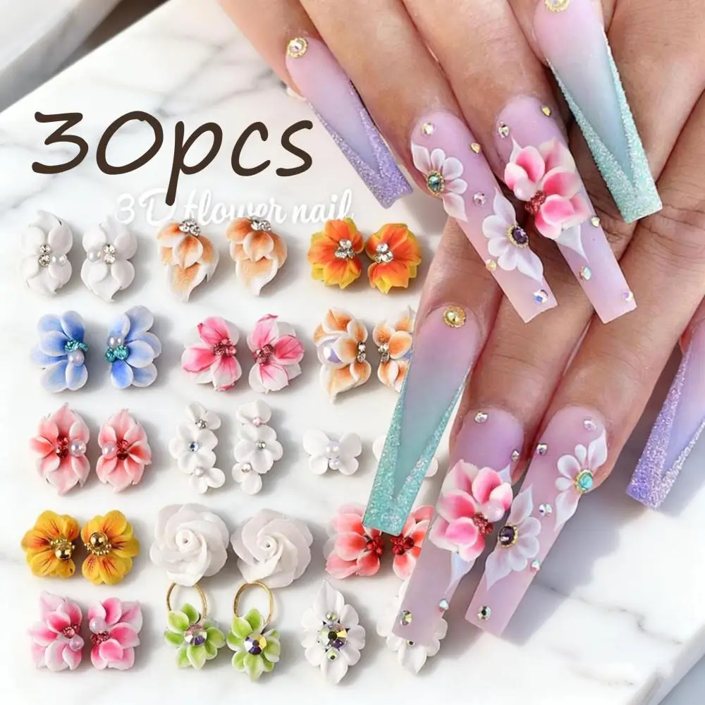 30 шт. 3D-украшения для ногтей ручной работы из смолы в виде цветов, смешанные стили, цветочные с элементами страз, весенние аксессуары для маникюра DIY
30 шт. 3D-украшения для ногтей ручной работы из смолы в виде цветов, смешанные стили, цветочные с элементами страз, весенние аксессуары для маникюра DIY