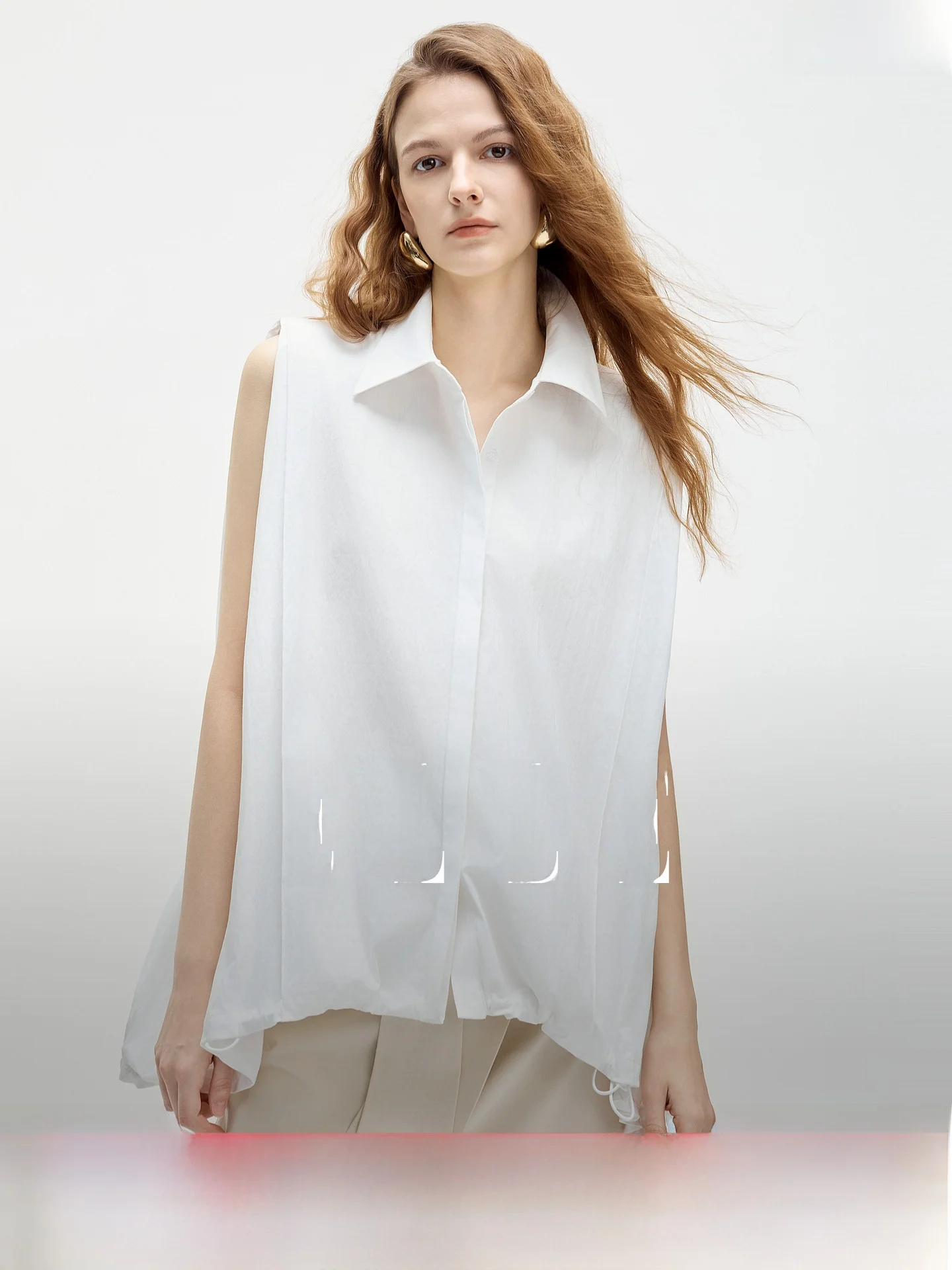 Elle White Design Sense Shirt Women's Summer New Fashion Casual Unique Blouse Sleeveless Turn-down Collar Cotton Blend Elastic
Elle White Design Sense Shirt Women's Summer New Fashion Casual Unique Blouse Sleeveless Turn-down Collar Cotton Blend Elastic