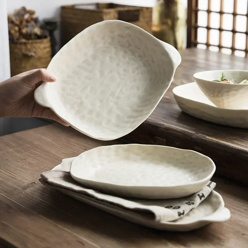 Retro Hand-squeezed Ceramic Bowls and Household Rice Bowls Irregular Plates Vegetable Bowls Fish Plates
Retro Hand-squeezed Ceramic Bowls and Household Rice Bowls Irregular Plates Vegetable Bowls Fish Plates