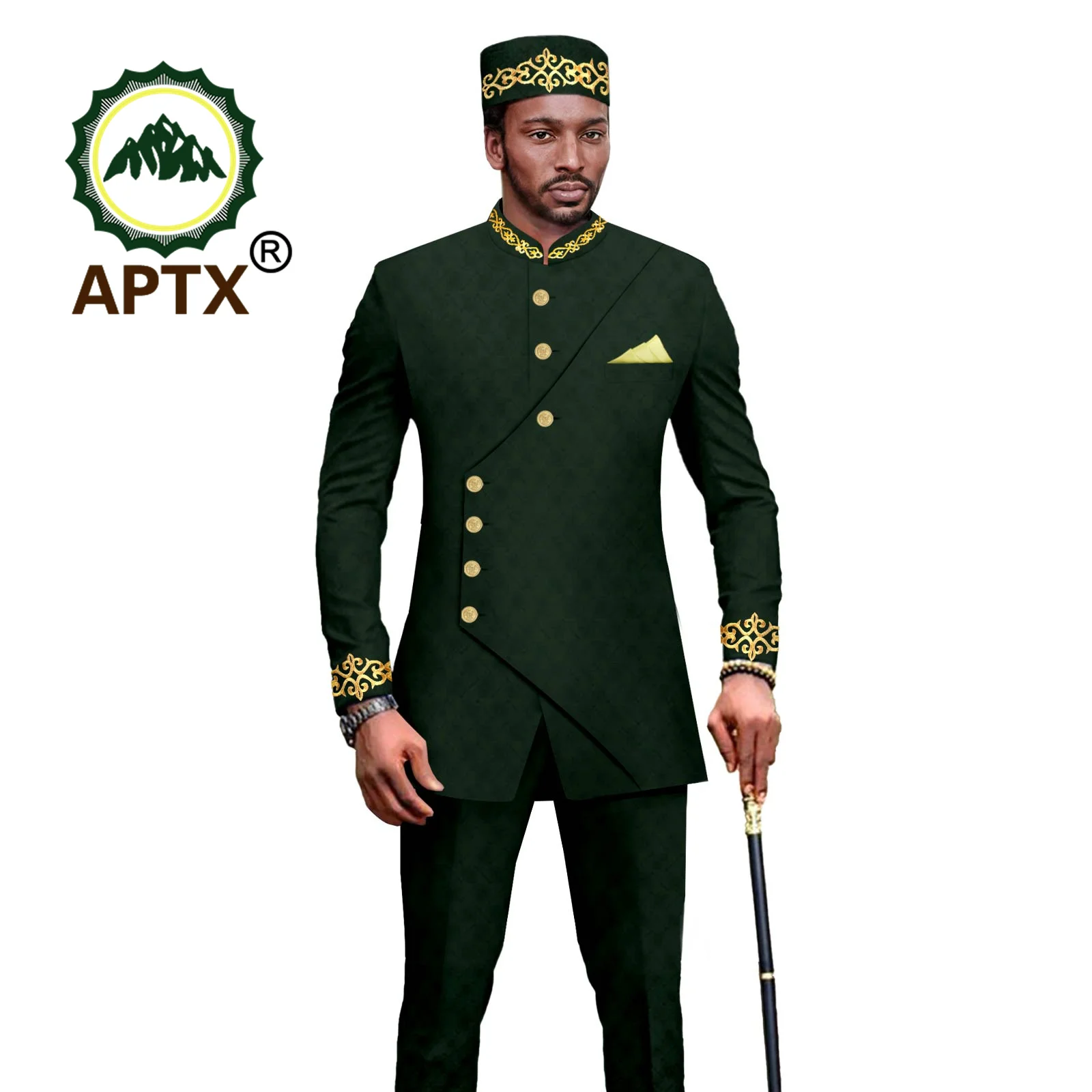 African Business Causal Suit for Men Bazin Riche Jacket and Trousers Match Hats 3 PCS Formal Wear for Wedding Attire A2316051
African Business Causal Suit for Men Bazin Riche Jacket and Trousers Match Hats 3 PCS Formal Wear for Wedding Attire A2316051