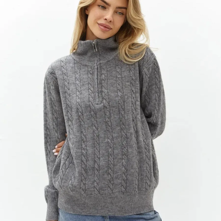 Half Zip Collar Sweater 2025 Chunky Knit Relaxed Fit Fall Winter White Camel Gray Office Casual Pullover Women's Fashion
Half Zip Collar Sweater 2025 Chunky Knit Relaxed Fit Fall Winter White Camel Gray Office Casual Pullover Women's Fashion