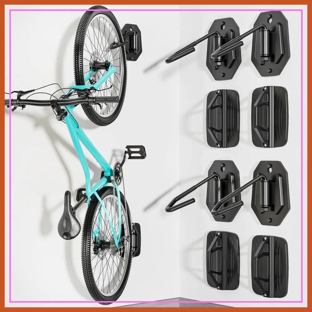 Swivel Bike Wall Mount, Heavy Duty Vertical Bike Rack with Fixed Hooks for Garage Storage, Holds up to 77 lbs, 4 Pack
Swivel Bike Wall Mount, Heavy Duty Vertical Bike Rack with Fixed Hooks for Garage Storage, Holds up to 77 lbs, 4 Pack