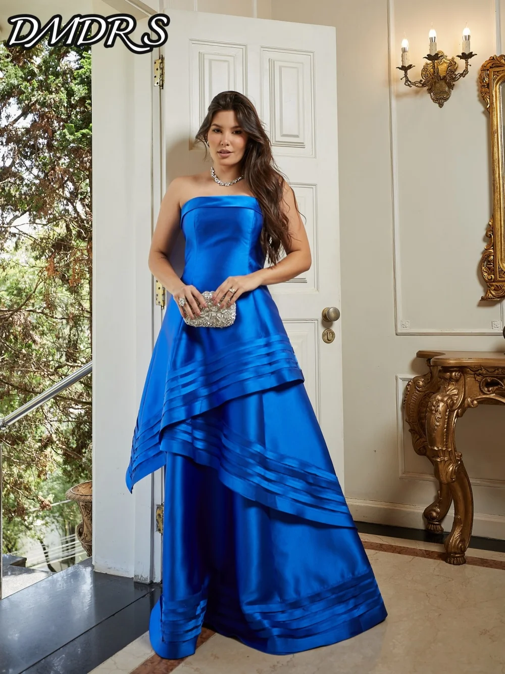 DMDRS Strapless Evening Dress Sleeveless Pleated Satin Party Gown Elegant A Line Floor-Length Party Dresses فساتين سهرة
DMDRS Strapless Evening Dress Sleeveless Pleated Satin Party Gown Elegant A Line Floor-Length Party Dresses فساتين سهرة