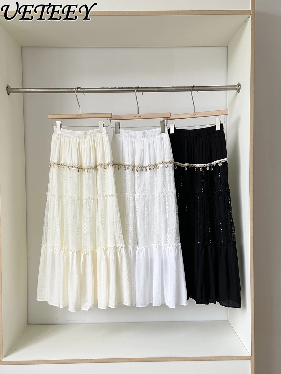 2025 Summer New Sweet Ethnic Style Tassel Maxi Skirts for Women Fashion Elastic High Waist Apricot A -line Long Skirt
2025 Summer New Sweet Ethnic Style Tassel Maxi Skirts for Women Fashion Elastic High Waist Apricot A -line Long Skirt