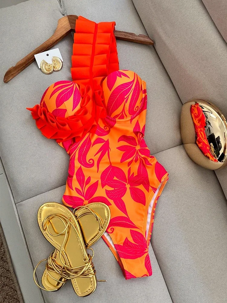 2025 New Sexy One Piece Swimsuit Push Up Swimwear Women Ruffle One Shoulder Print Floral Beachwear Bathing Suit Female Monokini
2025 New Sexy One Piece Swimsuit Push Up Swimwear Women Ruffle One Shoulder Print Floral Beachwear Bathing Suit Female Monokini