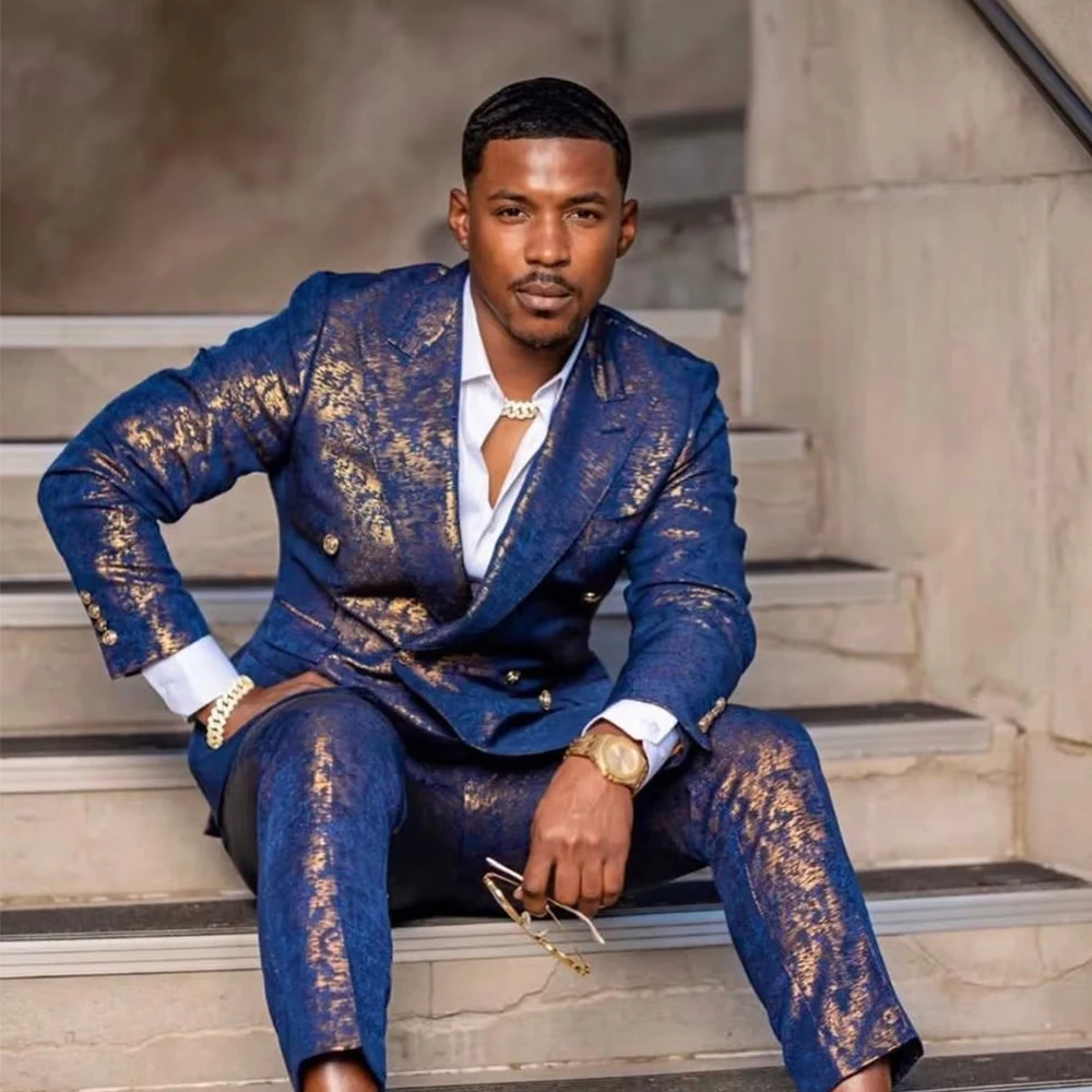 Customized Fashion Mens Suits Double Breasted Two-pieces Coat and Trousers Bronzing Business Formal Groom Tuxedo Wedding Suits
Customized Fashion Mens Suits Double Breasted Two-pieces Coat and Trousers Bronzing Business Formal Groom Tuxedo Wedding Suits