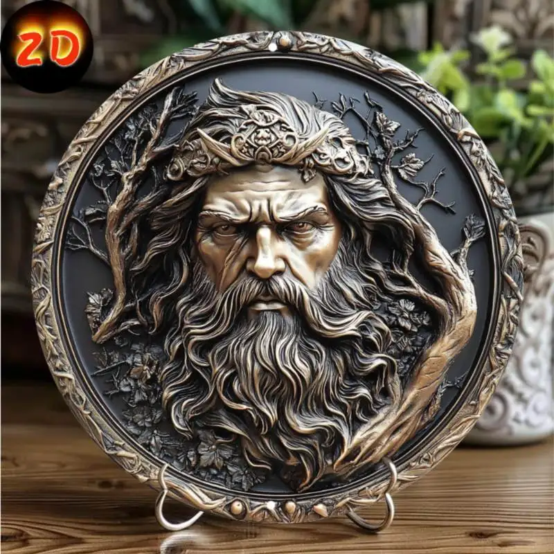 Zeus Circular Retro Metal Wall Art, Aluminum Plate with Intricate Tree & Bearded for Man Design for Home, Office, Bar Decor 
Zeus Circular Retro Metal Wall Art, Aluminum Plate with Intricate Tree & Bearded for Man Design for Home, Office, Bar Decor