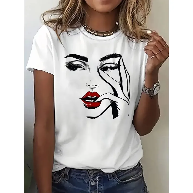 Women's Printed T-shirt Casual Short Sleeved Round Neck Loose Top Comfortable Breathable T-shirt Fashionable Trend Women's Top
Women's Printed T-shirt Casual Short Sleeved Round Neck Loose Top Comfortable Breathable T-shirt Fashionable Trend Women's Top