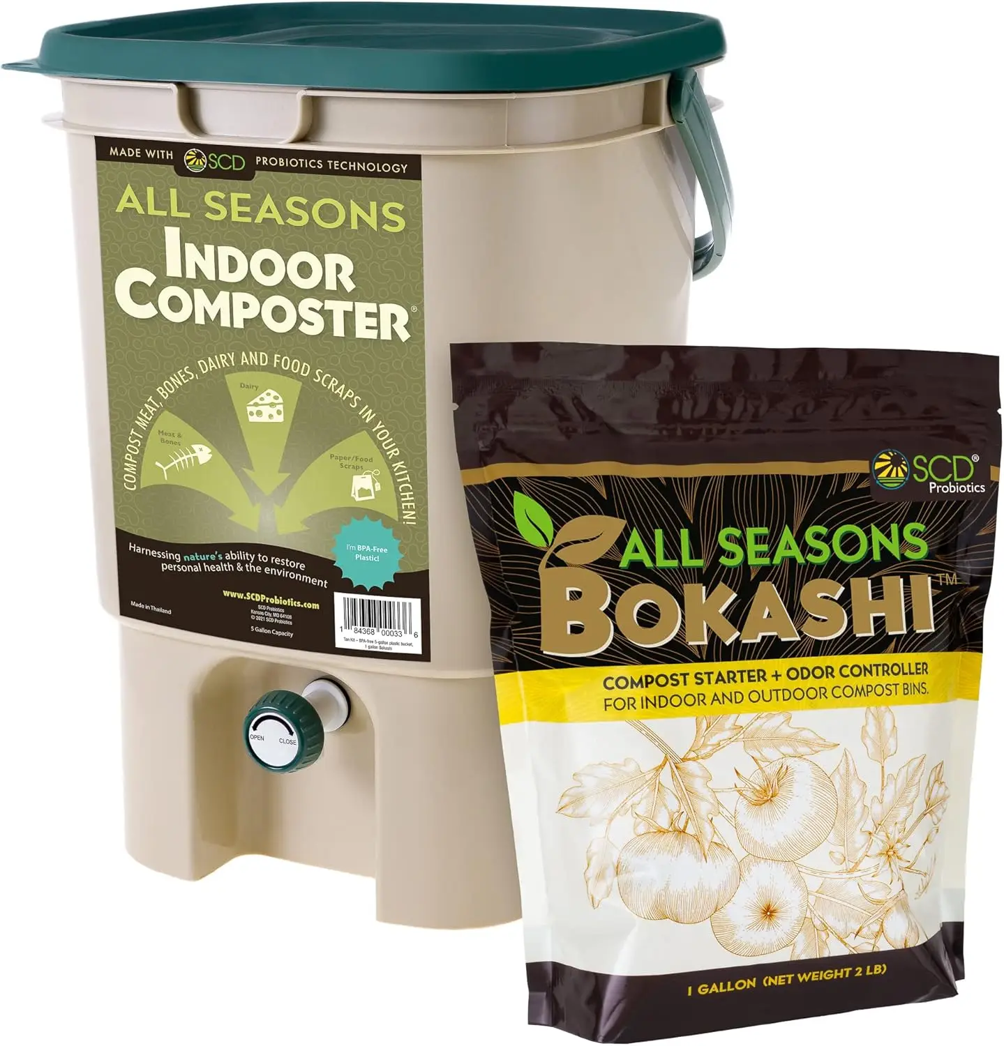 5 Gallon Indoor Compost Bin with Lid & Spigot, Bokashi Starter Kit for Kitchen Countertop – All Seasons Use
5 Gallon Indoor Compost Bin with Lid & Spigot, Bokashi Starter Kit for Kitchen Countertop – All Seasons Use