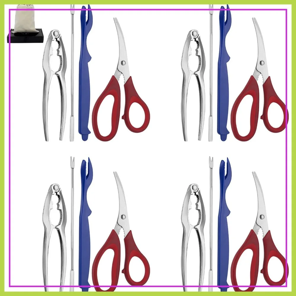 17-Piece Seafood Tools Set: 4 Crab Crackers, 4 Seafood Forks, 4 Lobster Crackers, 4 Seafood Scissors, Nut Cracker & Storage Bag
17-Piece Seafood Tools Set: 4 Crab Crackers, 4 Seafood Forks, 4 Lobster Crackers, 4 Seafood Scissors, Nut Cracker & Storage Bag