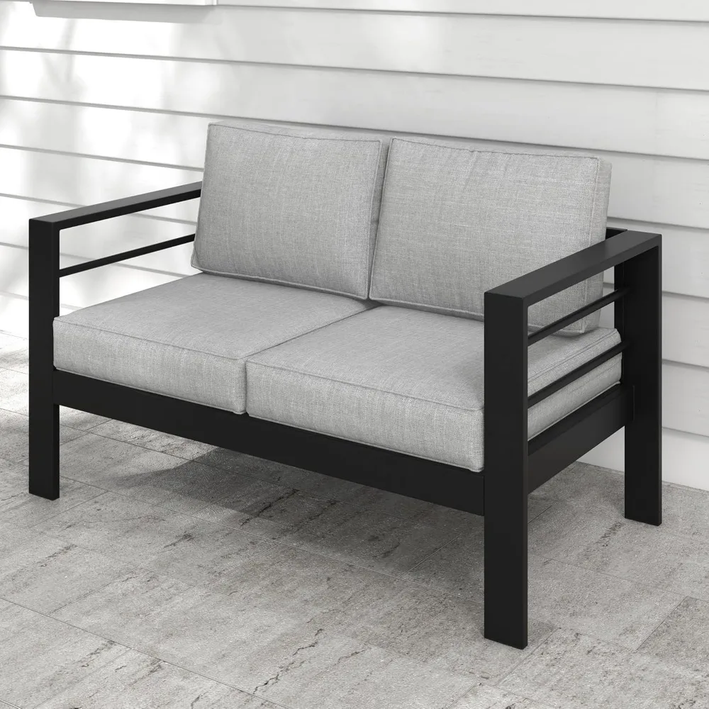 Outdoor Patio Furniture Loveseat Sofa, All-Weather Metal Aluminum Patio Couch with 5" Thick and Soft Cushion and Wide Arm
Outdoor Patio Furniture Loveseat Sofa, All-Weather Metal Aluminum Patio Couch with 5" Thick and Soft Cushion and Wide Arm