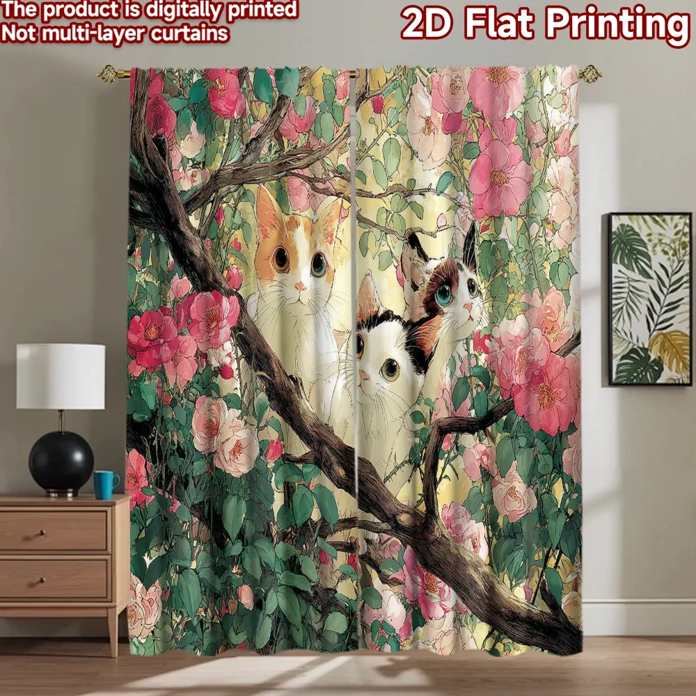 2D flat printing 2pcs Curtain Cute Cats Roses Garden Digital Printed Polyester Drapes Festive Wall Decor Use for Holiday Parties
2D flat printing 2pcs Curtain Cute Cats Roses Garden Digital Printed Polyester Drapes Festive Wall Decor Use for Holiday Parties