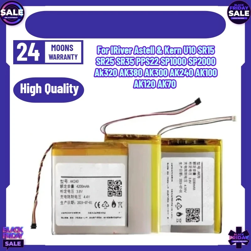 New Battery for IRiver Astell & Kern U10 SR15 SR25 SR35 PPS22 SP1000 SP2000 Ak320 AK380 AK300 AK240 AK100 AK120 AK70 Player MP3
New Battery for IRiver Astell & Kern U10 SR15 SR25 SR35 PPS22 SP1000 SP2000 Ak320 AK380 AK300 AK240 AK100 AK120 AK70 Player MP3