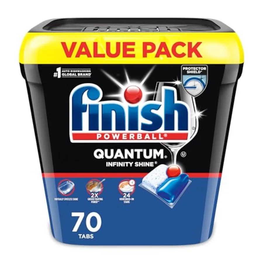 Finish Quantum Dishwasher Pods, No Pre-Rinse Dishwasher Detergent Soap Removes 24HR Dried-On Stain and Grease, Leaving a Virtua
Finish Quantum Dishwasher Pods, No Pre-Rinse Dishwasher Detergent Soap Removes 24HR Dried-On Stain and Grease, Leaving a Virtua