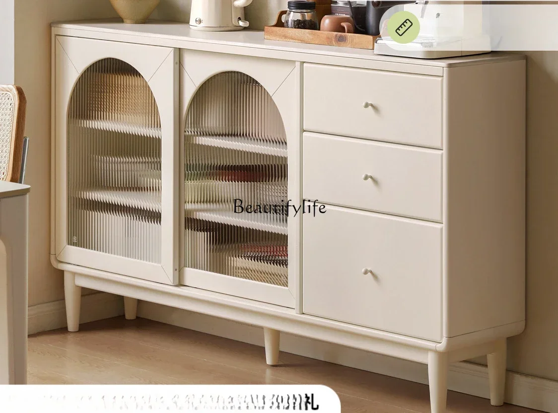 Solid wood rock slab dining side cabinet, cream wind ultra-thin wall storage cabinet
Solid wood rock slab dining side cabinet, cream wind ultra-thin wall storage cabinet