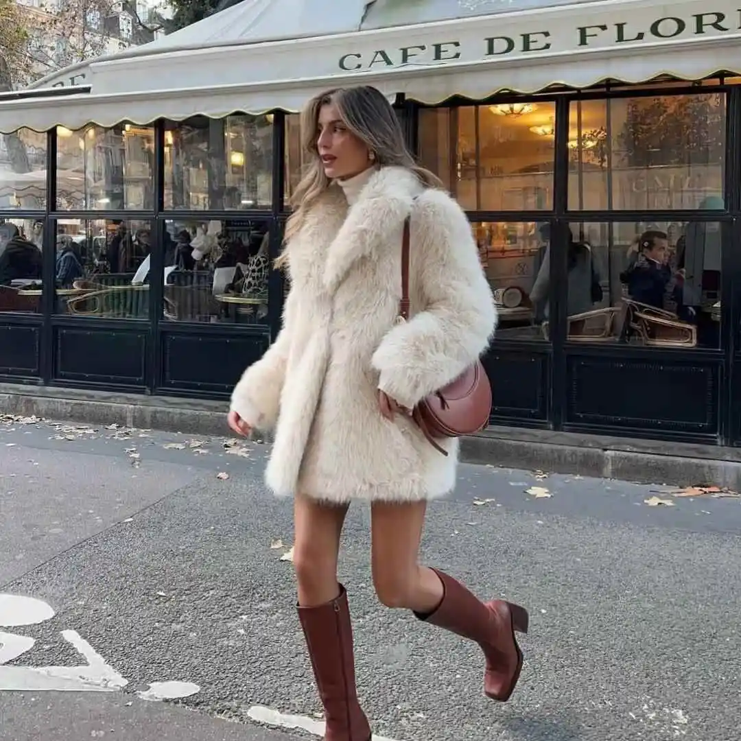 Women's plus Size Medium Long Imitation Coat Jacket Casual Style Long Sleeve Flip Collar Waist-Cinching Design Winter Fashion
Women's plus Size Medium Long Imitation Coat Jacket Casual Style Long Sleeve Flip Collar Waist-Cinching Design Winter Fashion