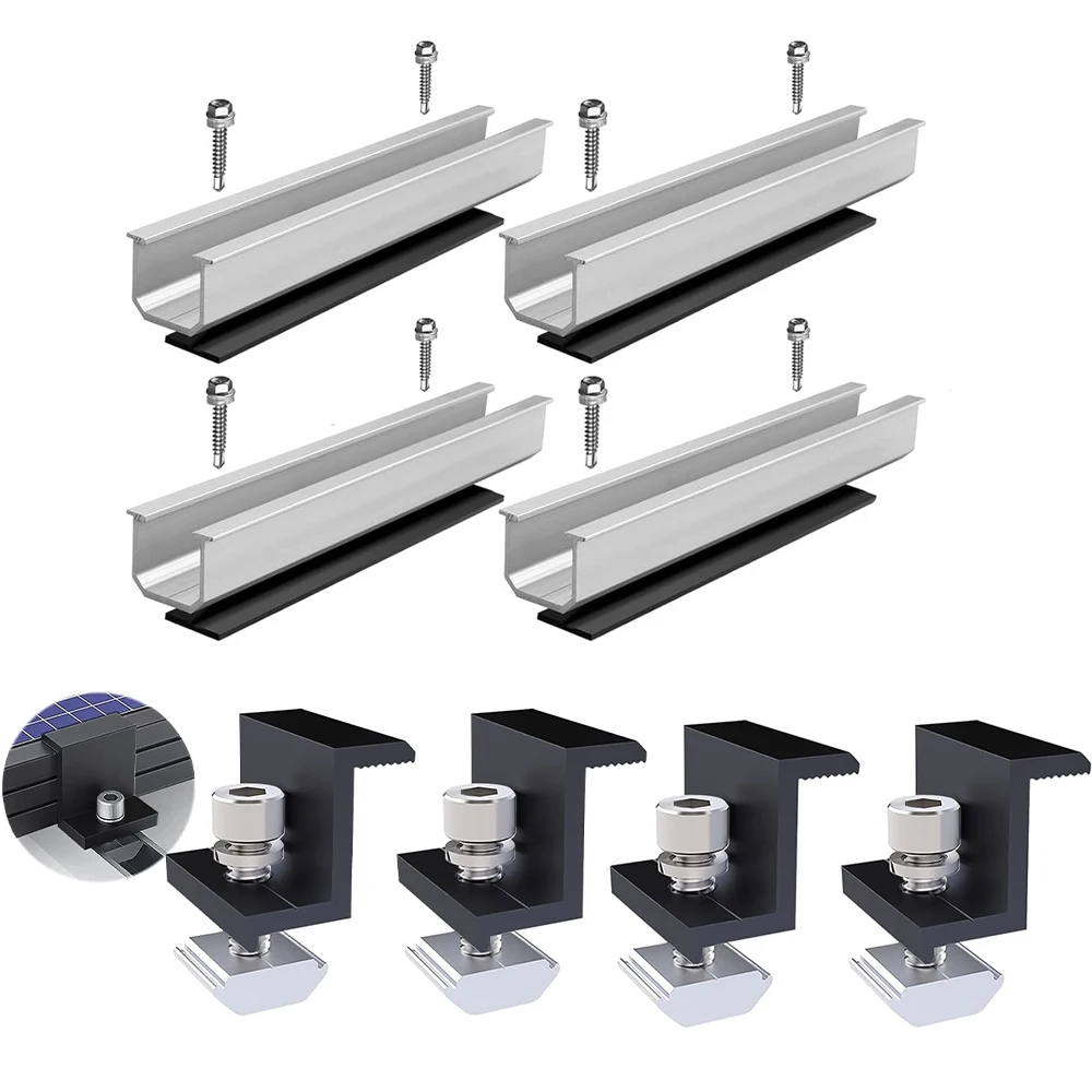 8pcs Solar Panel Bracket Aluminum PV Rail Fastening Module Trapezoidal Roof Mount Solar Rail End Clamps
8pcs Solar Panel Bracket Aluminum PV Rail Fastening Module Trapezoidal Roof Mount Solar Rail End Clamps