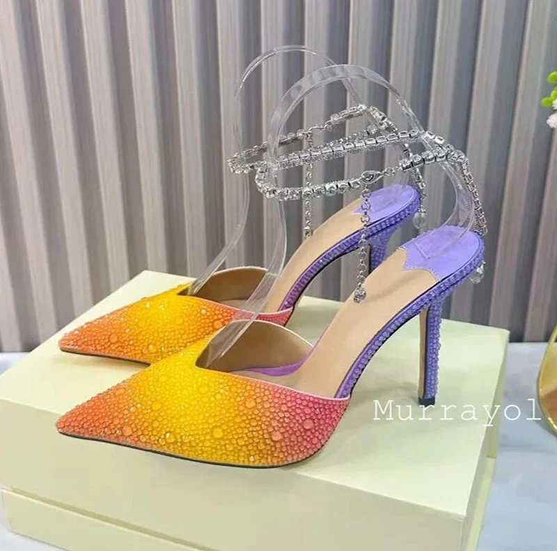 Women Gradient Color Rhinestone Decor Sandalias Pointed Toe Closed Toe Thin High Heels Sandals Summer Dress Shoes Wedding Shoes
Women Gradient Color Rhinestone Decor Sandalias Pointed Toe Closed Toe Thin High Heels Sandals Summer Dress Shoes Wedding Shoes