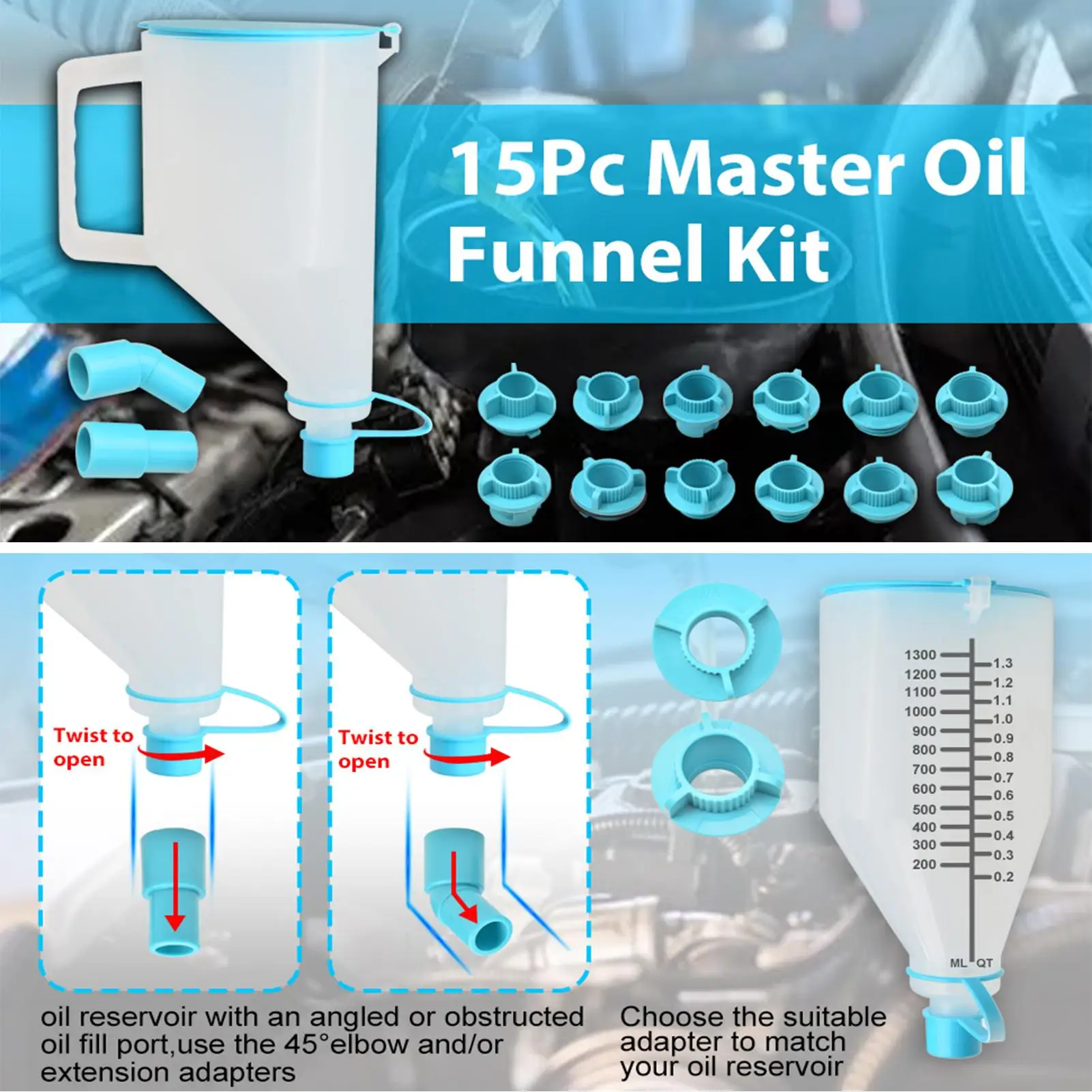 Oil Funnel Kit Engine Automotive Filter Tool With 12 Adapters Automotive Funnel Set For Vehicle Kitchen Filling Motor Cooling
Oil Funnel Kit Engine Automotive Filter Tool With 12 Adapters Automotive Funnel Set For Vehicle Kitchen Filling Motor Cooling