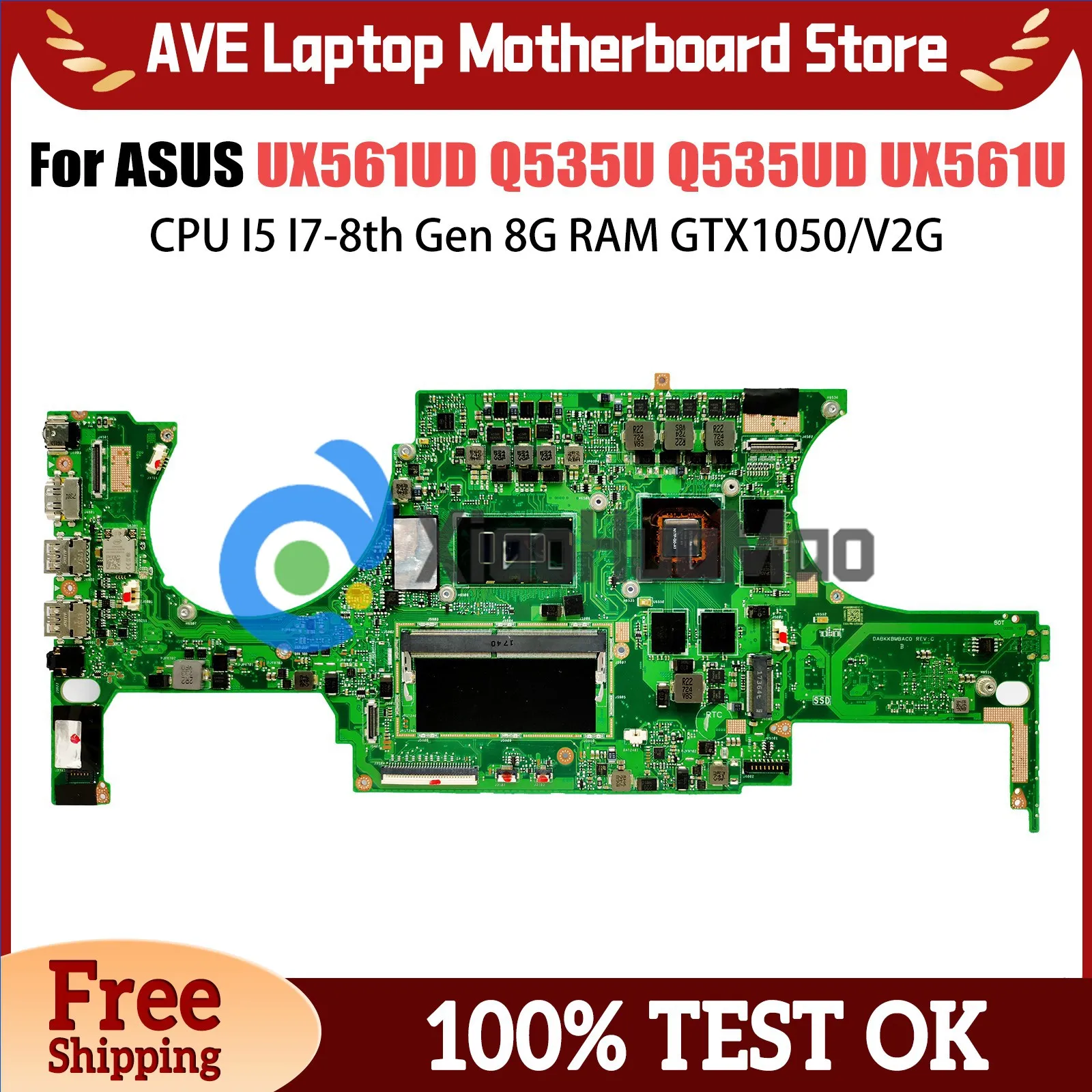 UX561UD Notebook Mainboard For ASUS ZenBook Q535U Q535UD UX561U Laptop Motherboard CPU I5 I7-8th Gen 8G RAM GTX1050/V2G
UX561UD Notebook Mainboard For ASUS ZenBook Q535U Q535UD UX561U Laptop Motherboard CPU I5 I7-8th Gen 8G RAM GTX1050/V2G