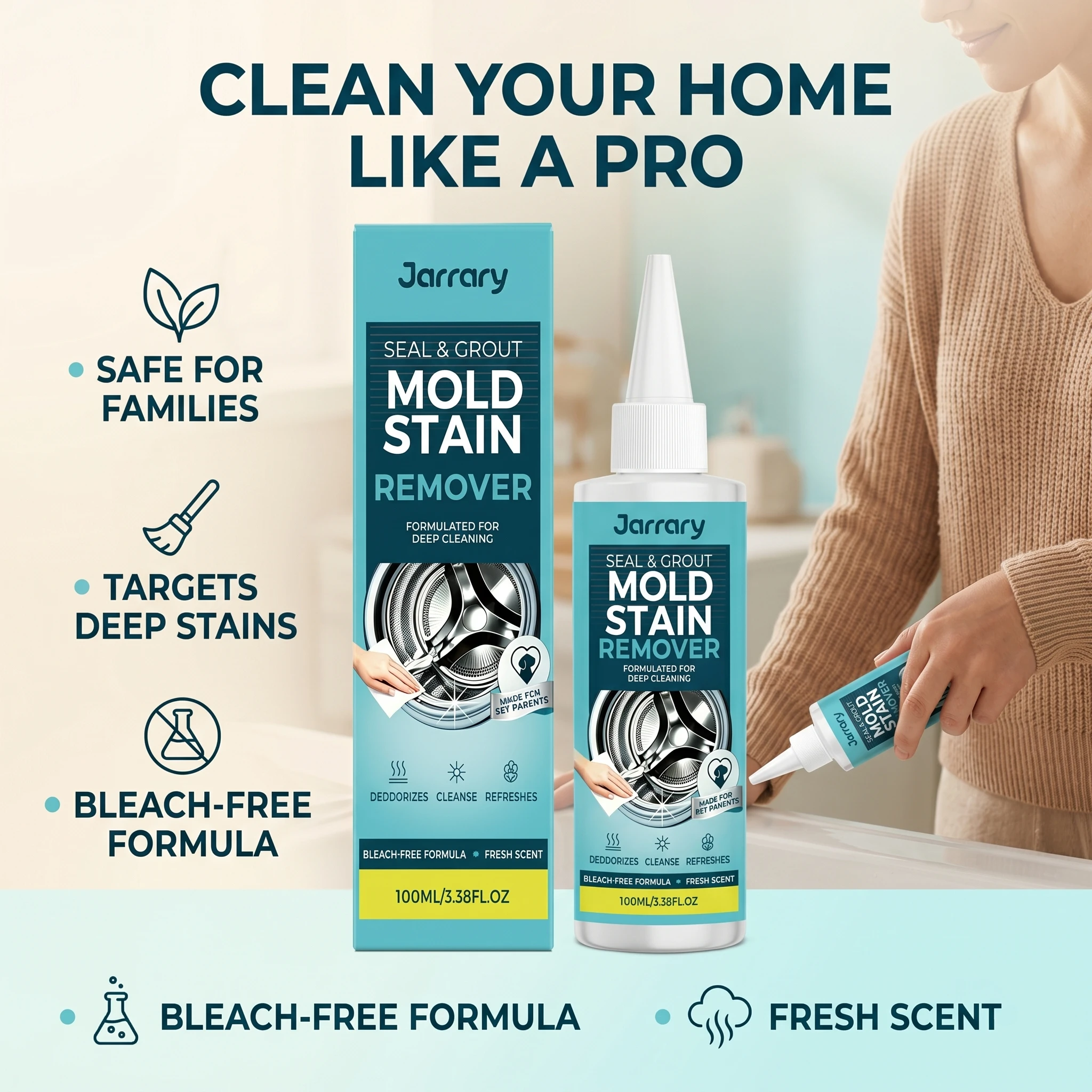 Jarrary Mold Stain Remover Gel Removing Mildew Stains Eliminate Odors Refreshing Deep Cleaning Formula Household Crevice Cleaner
Jarrary Mold Stain Remover Gel Removing Mildew Stains Eliminate Odors Refreshing Deep Cleaning Formula Household Crevice Cleaner