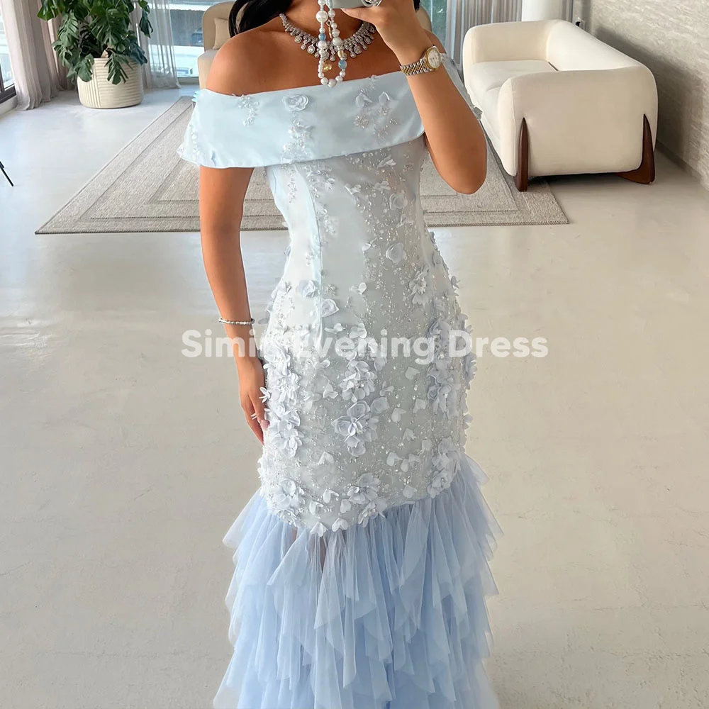 Simin Women's Off-the-shoulder 3D Flowers Mermaid Floor-Length Saudi Evening Dress With Short Sleeves Elegant Party Dresses 2025
Simin Women's Off-the-shoulder 3D Flowers Mermaid Floor-Length Saudi Evening Dress With Short Sleeves Elegant Party Dresses 2025