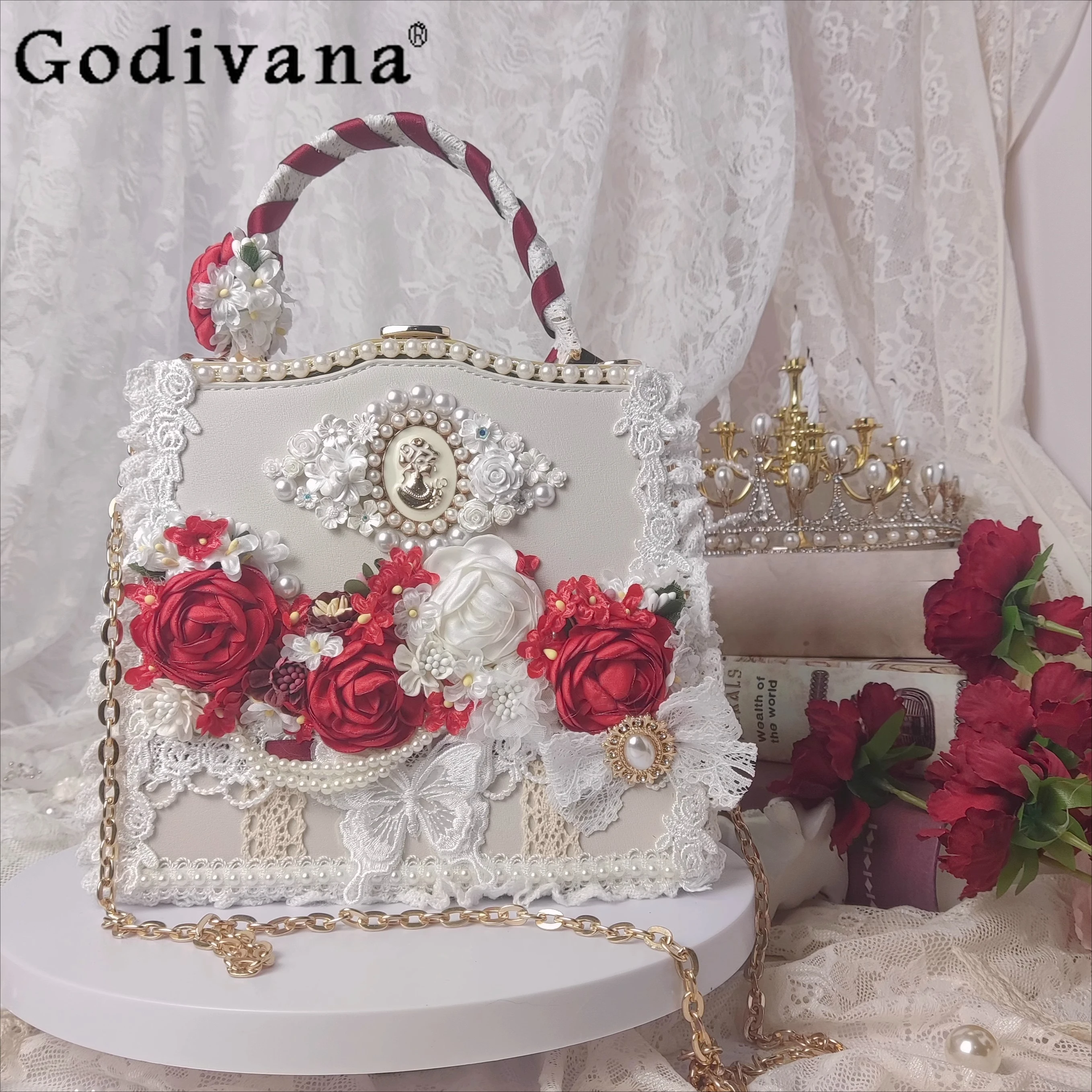 Original Handmade Elegant Lolita Flower Wedding Cla Handbag Women's French Retro 3D Rose Pearl Sweet Messenger Bag Tote Bag
Original Handmade Elegant Lolita Flower Wedding Cla Handbag Women's French Retro 3D Rose Pearl Sweet Messenger Bag Tote Bag