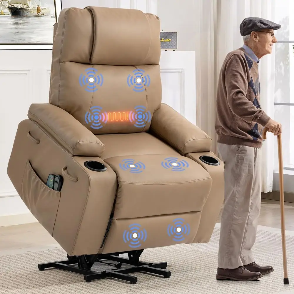 Elderly-Friendly 160° Reclining Chair with Massage, Heat, and Cup Holders in Brown Leather
Elderly-Friendly 160° Reclining Chair with Massage, Heat, and Cup Holders in Brown Leather