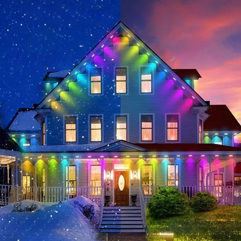 Outdoor Lights Permanent Smart RGBIC Eaves LED Lights Festival Flashing Lighting Fairy String for Christmas Holiday Decorations
Outdoor Lights Permanent Smart RGBIC Eaves LED Lights Festival Flashing Lighting Fairy String for Christmas Holiday Decorations