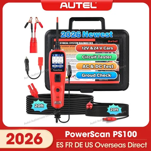 Autel PowerScan PS100 Automotive Circuit Tester, Universal 12V 24V Automotive Power Circuit Probe Kit with 20ft Extension Cable