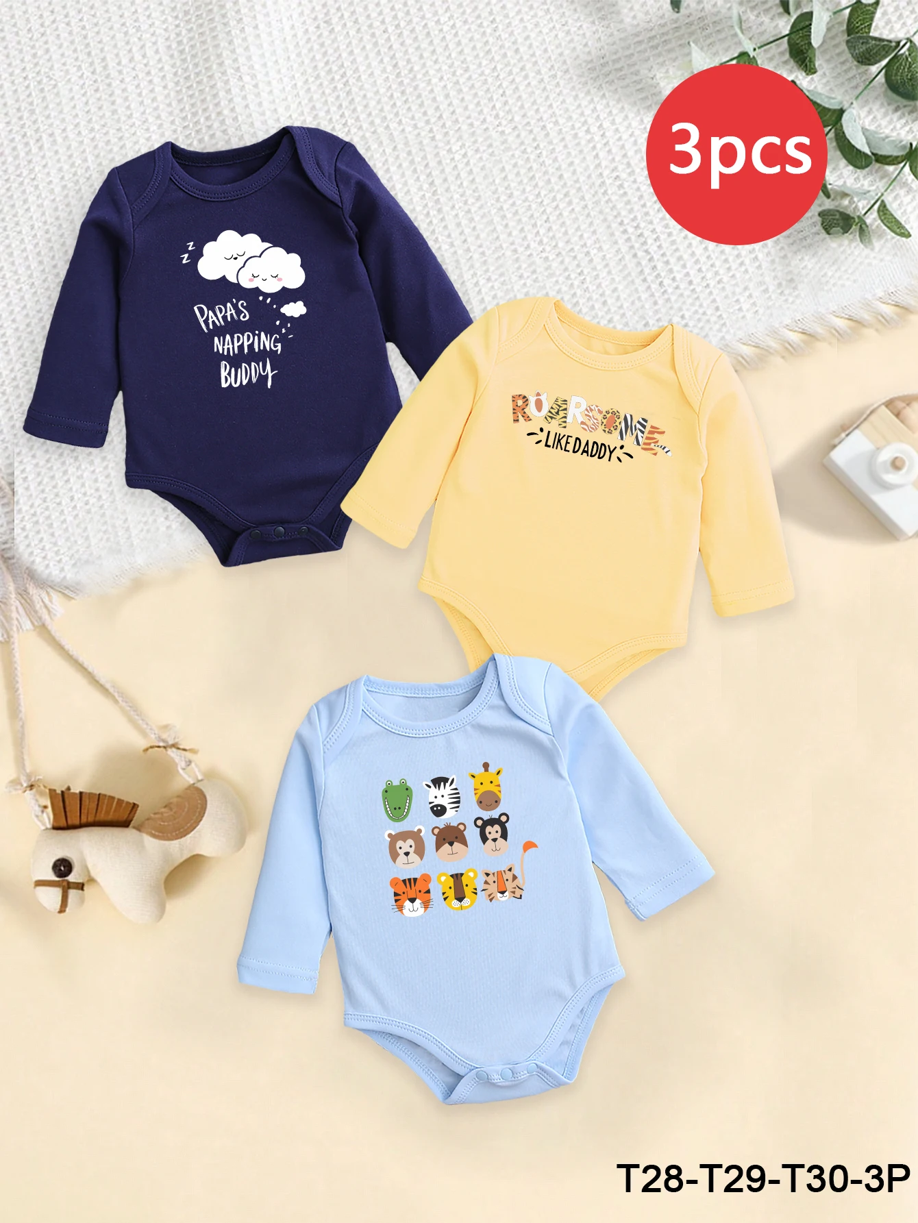 3PCS Autumn and winter baby boy's pure cotton triangle long-sleeved hoodie with fauna print pattern
3PCS Autumn and winter baby boy's pure cotton triangle long-sleeved hoodie with fauna print pattern