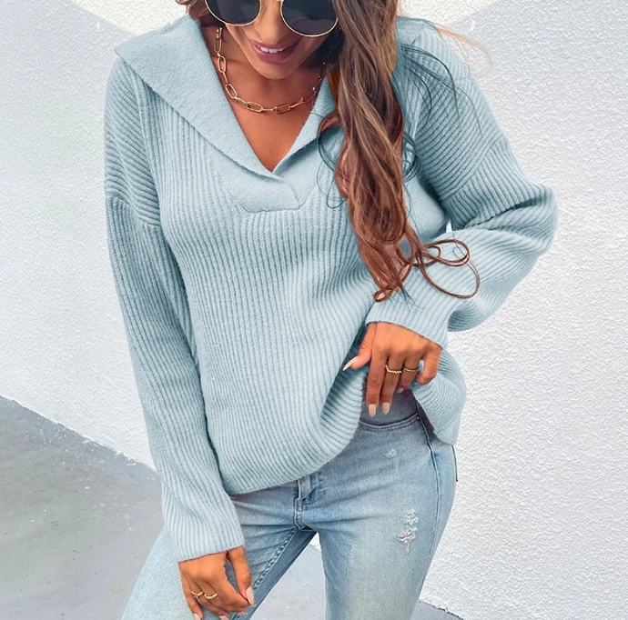 Women's Solid Color Pullover Sweater 2025 Autumn Winter Latest Suit Collar Long Sleeved Loose Thick Knit Sweater Top Hooded
Women's Solid Color Pullover Sweater 2025 Autumn Winter Latest Suit Collar Long Sleeved Loose Thick Knit Sweater Top Hooded