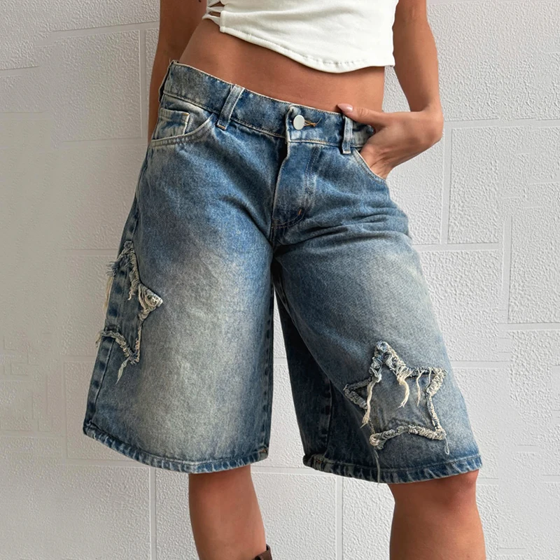 SUCHCUTE Y2K Star Patchwork Pleated Five Point Pants Women Wide Leg Straight Baggy Jeans High Street Casual Denim Shorts Summer
SUCHCUTE Y2K Star Patchwork Pleated Five Point Pants Women Wide Leg Straight Baggy Jeans High Street Casual Denim Shorts Summer