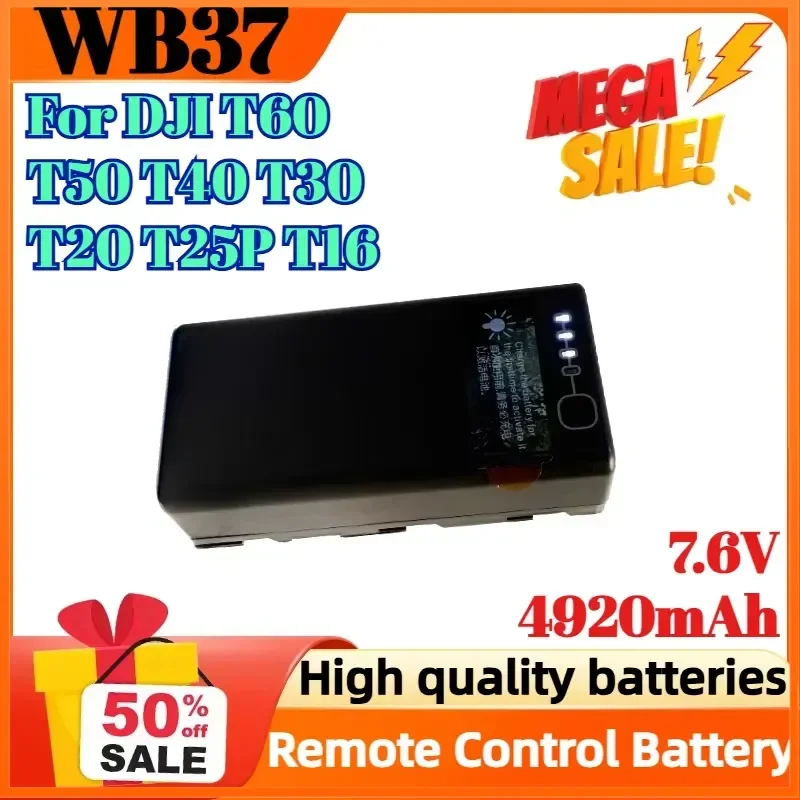 WB37 7.6V 4920mAh Digital Battery For DJI T60 T50 T40 T30 T20 T25P T16 Remote Control Battery
WB37 7.6V 4920mAh Digital Battery For DJI T60 T50 T40 T30 T20 T25P T16 Remote Control Battery