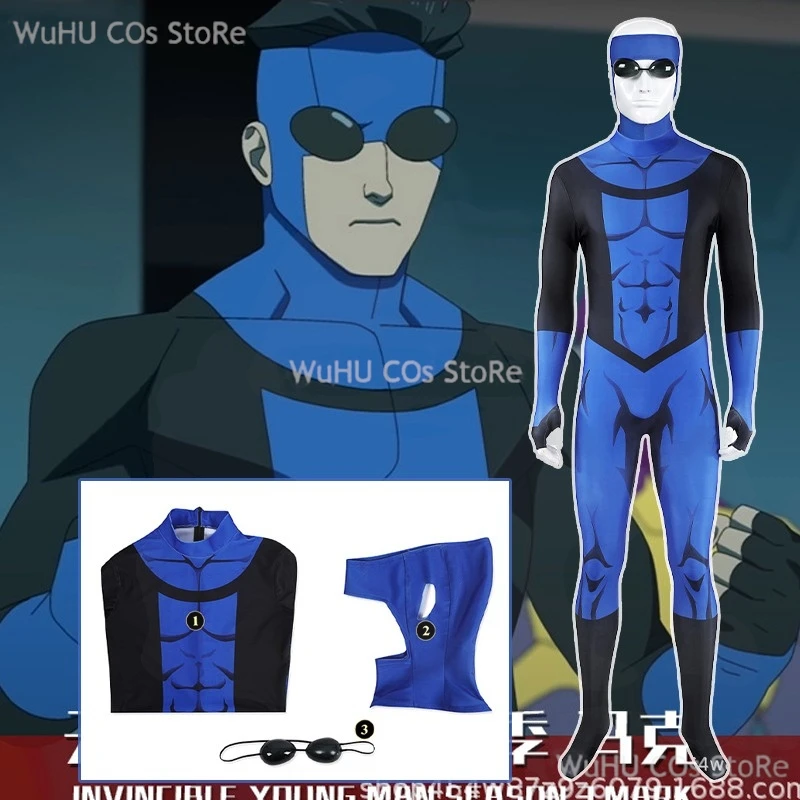 Anime Cartoon Invincible3 Mark Grayson Cosplay Blue Jumpsuit Mask Eyeglasses Male Superhero Man Hallowen Carnival Cloth Disguise
Anime Cartoon Invincible3 Mark Grayson Cosplay Blue Jumpsuit Mask Eyeglasses Male Superhero Man Hallowen Carnival Cloth Disguise