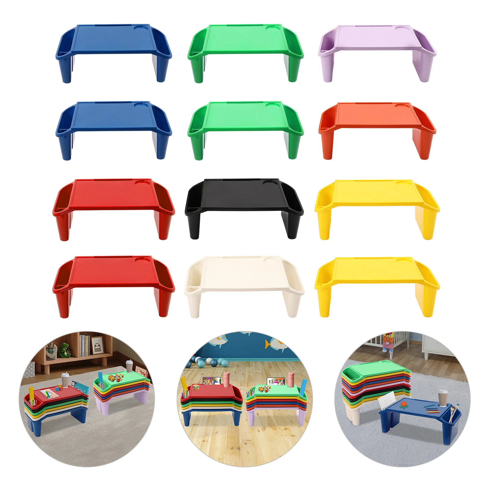 6 Pack Lap Desk Tray with Storage Slots, Portable Lap Desk, Activity Tray, Drawing, Stackable, Writing, Eating, Classroom
6 Pack Lap Desk Tray with Storage Slots, Portable Lap Desk, Activity Tray, Drawing, Stackable, Writing, Eating, Classroom