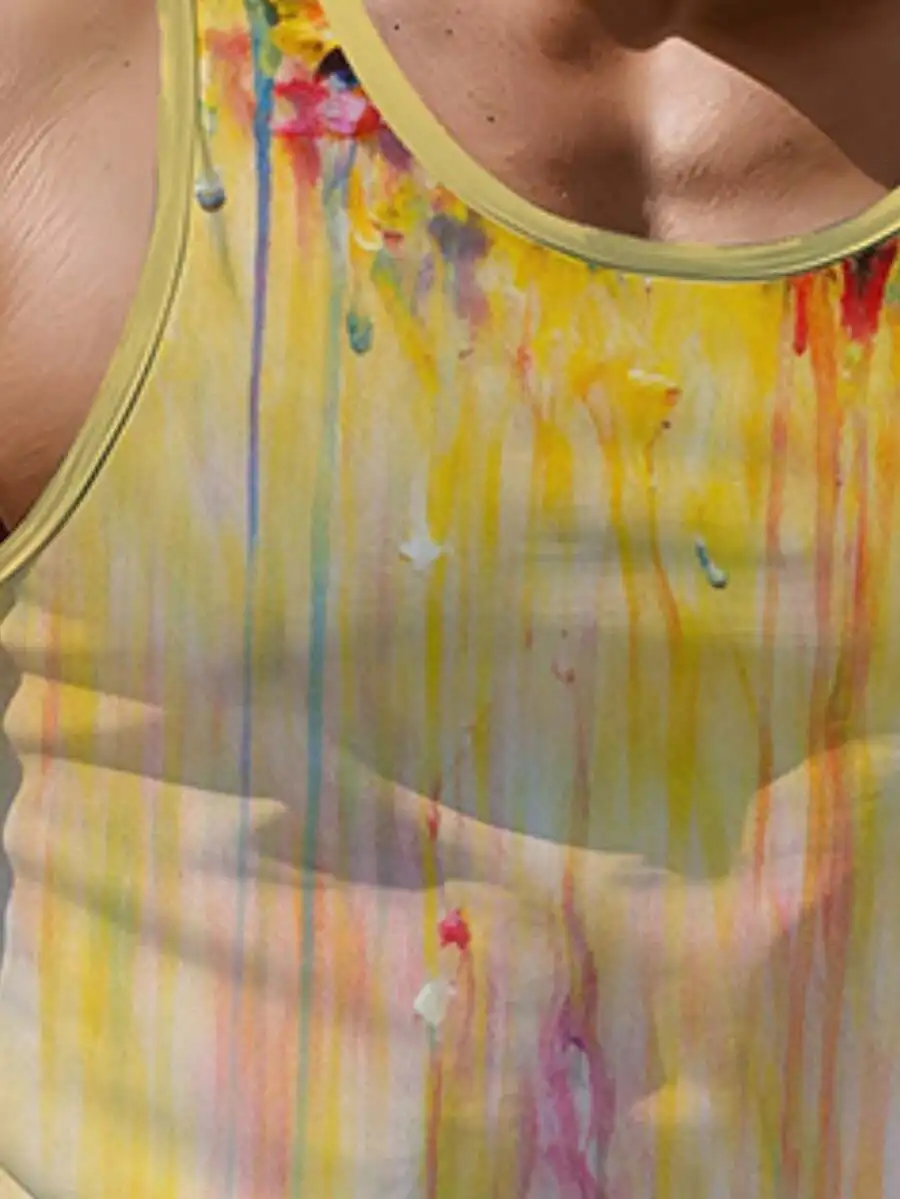 Mens Colorful Paint Splatter Tank Top And Shorts Set Polyester Lightweight Breathable Sportswear
Mens Colorful Paint Splatter Tank Top And Shorts Set Polyester Lightweight Breathable Sportswear