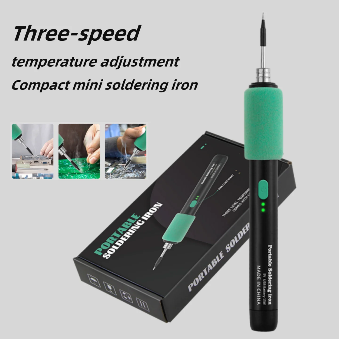 Wireless mini soldering iron with three-level temperature control Type C interface, suitable for maintenance and soldering
Wireless mini soldering iron with three-level temperature control Type C interface, suitable for maintenance and soldering