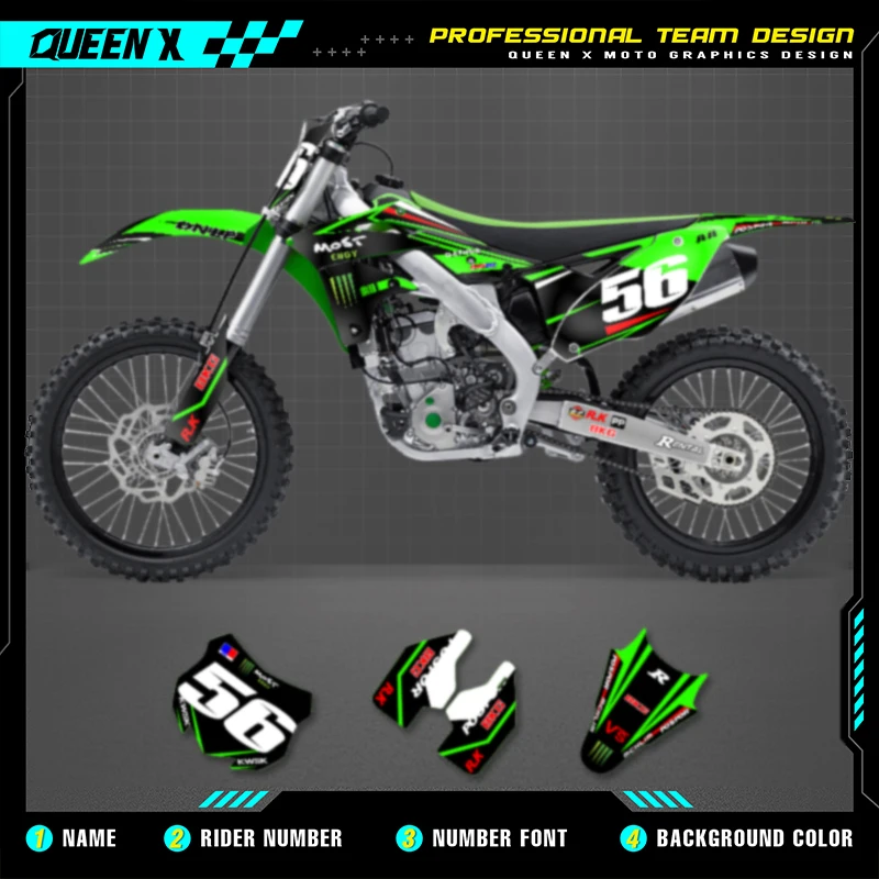 Мотоциклетные графические наклейки Queen X MOTOR, комплект наклеек на заказ для KAWASAKI KXF250 KX250F 2013 2014 2015 2016
Мотоциклетные графические наклейки Queen X MOTOR, комплект наклеек на заказ для KAWASAKI KXF250 KX250F 2013 2014 2015 2016
