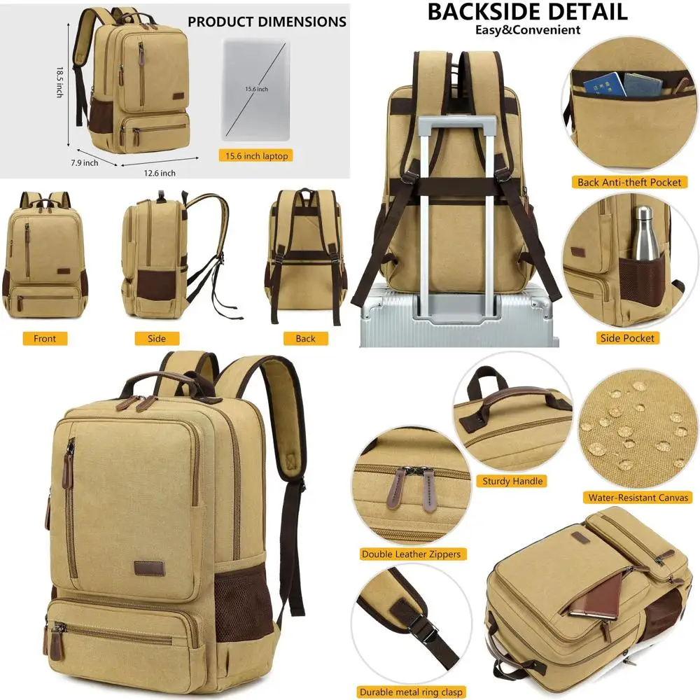 Рюкзак для ноутбука 15,6 дюймов для мужчин и женщин — прочный холщовый рюкзак, идеально подходит для путешествий, работы, учебы и активного отдыха (хаки)
Рюкзак для ноутбука 15,6 дюймов для мужчин и женщин — прочный холщовый рюкзак, идеально подходит для путешествий, работы, учебы и активного отдыха (хаки)