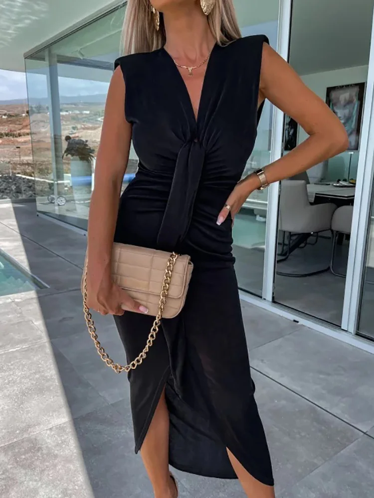 Deep V-Neck Slim Elegant Solid Loungewear Maxi Dress Women Summer New Sleeveless Office Lady Party Dress Streetwear Dropshipping
Deep V-Neck Slim Elegant Solid Loungewear Maxi Dress Women Summer New Sleeveless Office Lady Party Dress Streetwear Dropshipping