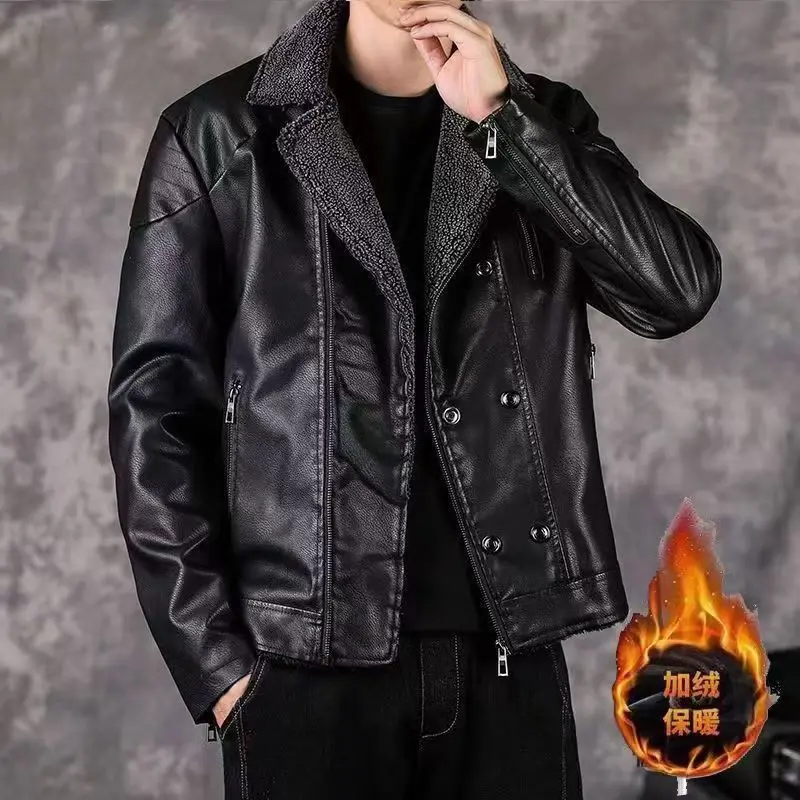 Mens Biker Style PU Leather Jackets Men Vintage Turndown Collar Button Zipper Coat Fall Winter Warm Thick Fleece Liner Coats
Mens Biker Style PU Leather Jackets Men Vintage Turndown Collar Button Zipper Coat Fall Winter Warm Thick Fleece Liner Coats