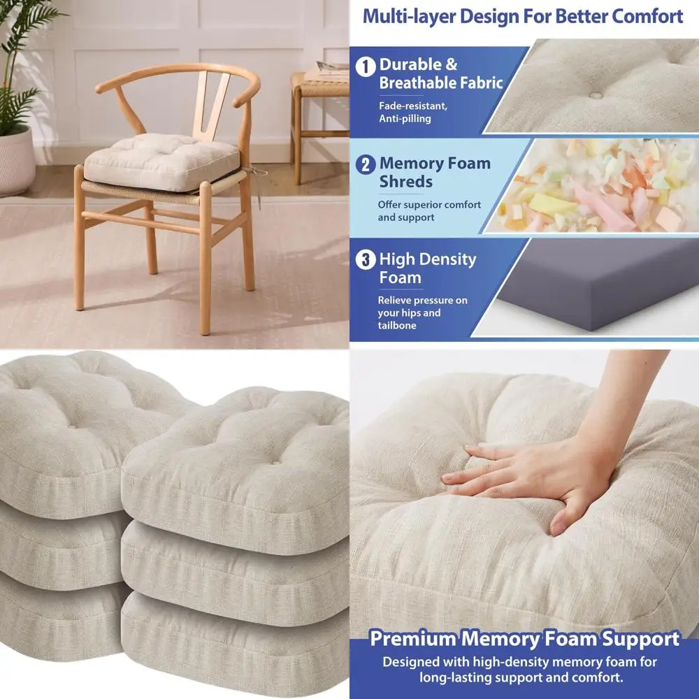 Набор из 6 подушек для обеденных стульев из бежевого пенопласта, 16,5 x 16,5 x 3,5
Набор из 6 подушек для обеденных стульев из бежевого пенопласта, 16,5 x 16,5 x 3,5