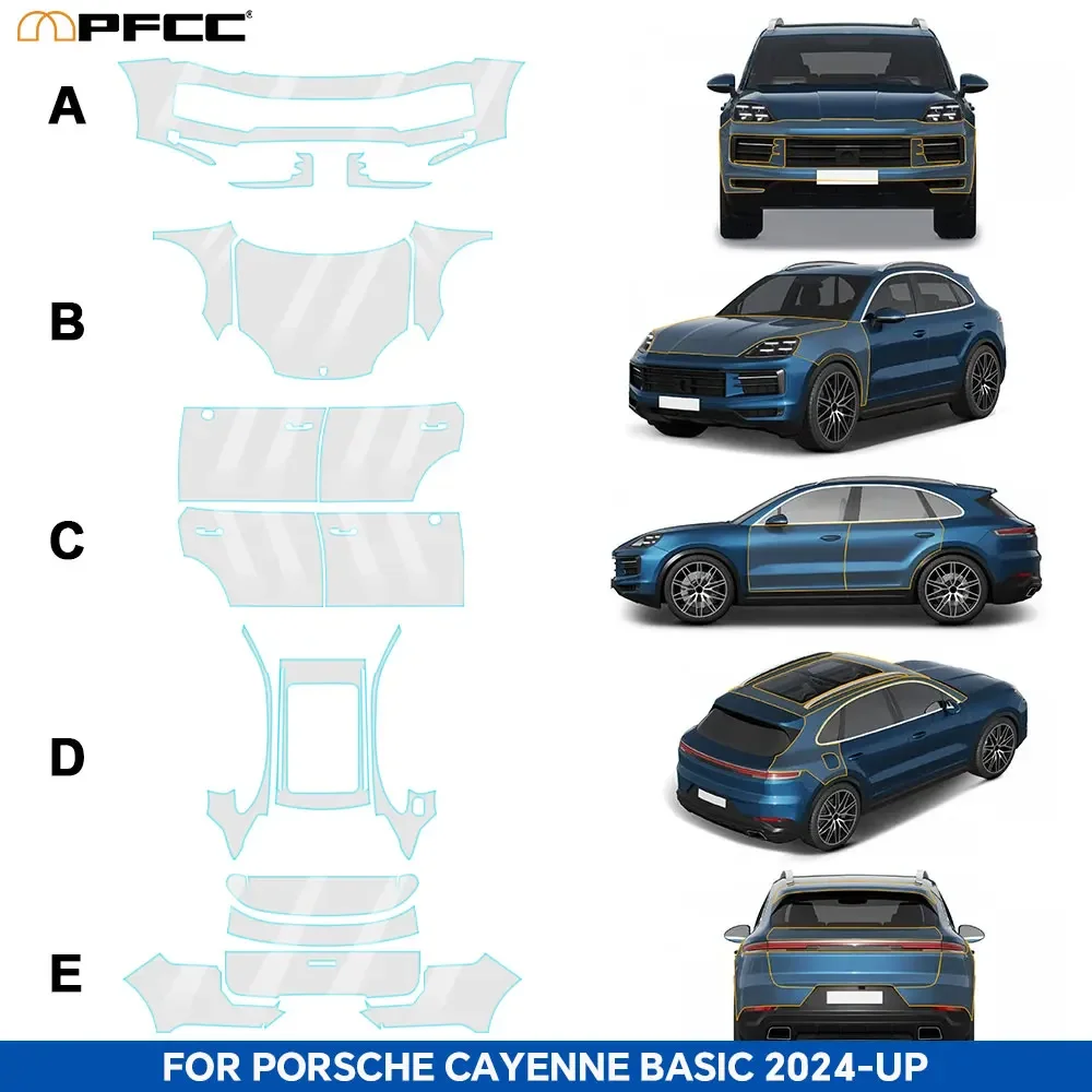 PPF TPU for Porsche Cayenne Basic 2024-up Paint Protection Film Precut Car Body Sticker Clear Kit Bra Transparent Film
PPF TPU for Porsche Cayenne Basic 2024-up Paint Protection Film Precut Car Body Sticker Clear Kit Bra Transparent Film