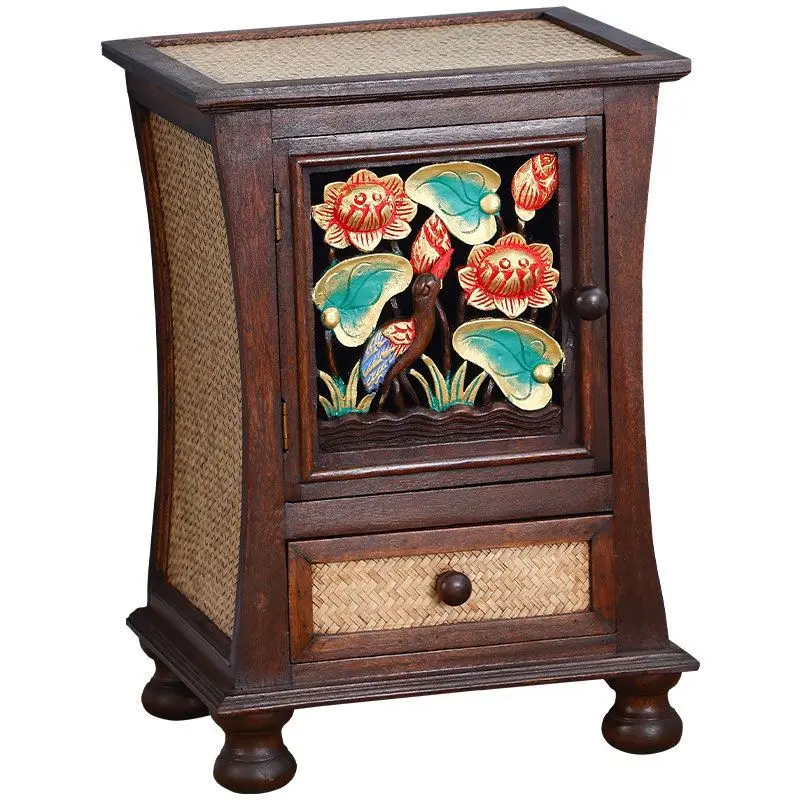 Thai solid wood bedside table Thai bedside storage small cabinet retro rattan storage cabinet
Thai solid wood bedside table Thai bedside storage small cabinet retro rattan storage cabinet