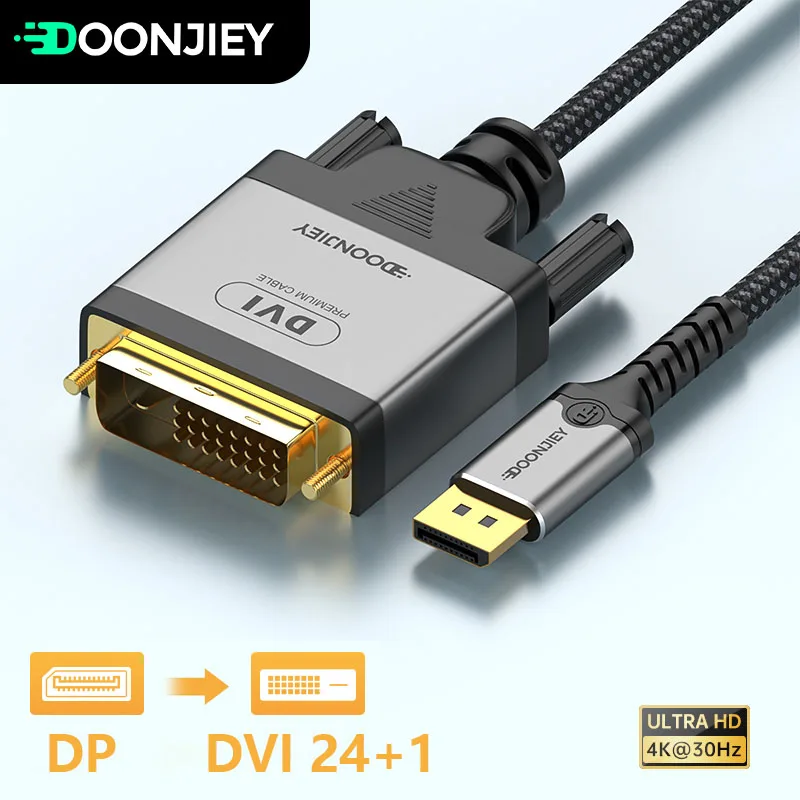 DisplayPort to DVI Cable 4K@30Hz DP to DVI-D Monitor Cable DisplayPort in to DVI Out Converter Adapter for NVIDIA HP Dell Asus
DisplayPort to DVI Cable 4K@30Hz DP to DVI-D Monitor Cable DisplayPort in to DVI Out Converter Adapter for NVIDIA HP Dell Asus