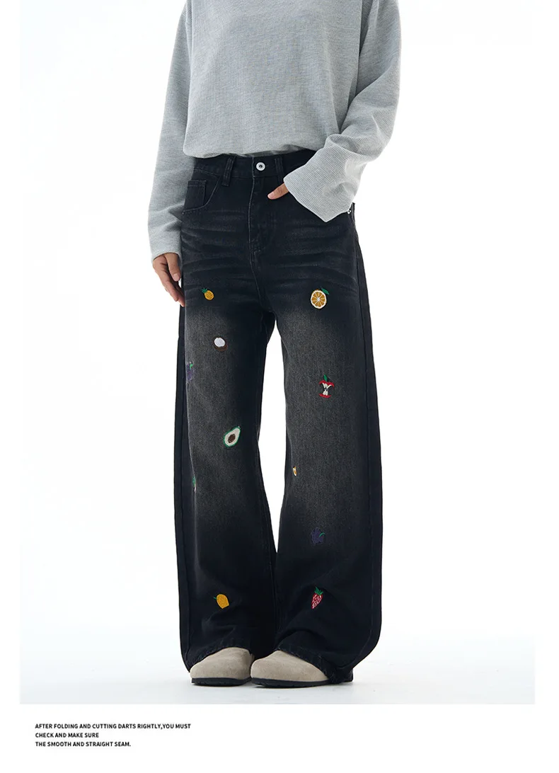 Men's Fruits Print Embroidered Jeans – Unisex Loose-Fit Straight-Leg Couple's Versatile Casual Trousers
Men's Fruits Print Embroidered Jeans – Unisex Loose-Fit Straight-Leg Couple's Versatile Casual Trousers